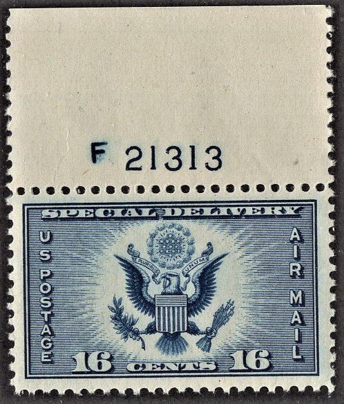 US CE1 MNH VF/XF 16 Cent Great Seal Dark Blue Special Delivery Airmail