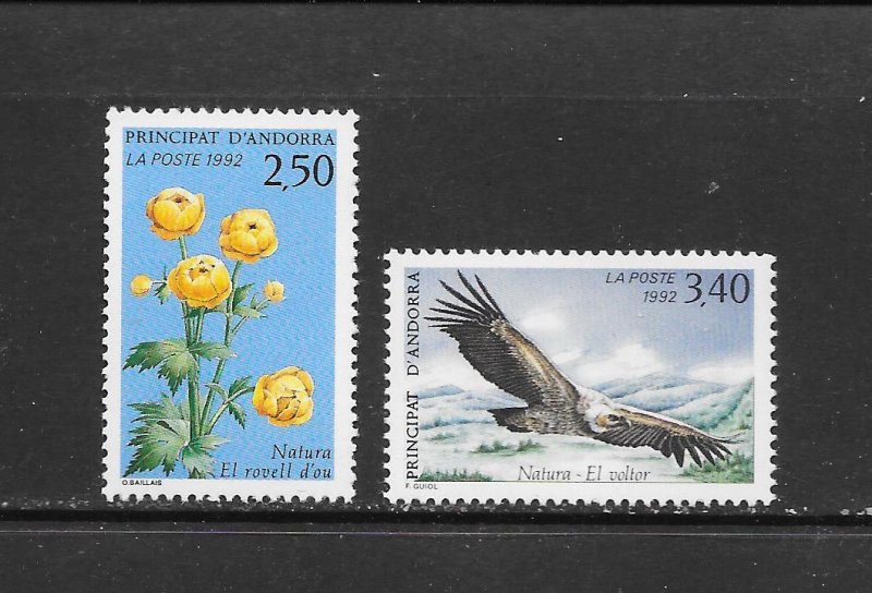 BIRDS - ANDORRA (FR)  #418-19  BIRD & FLOWER  MNH