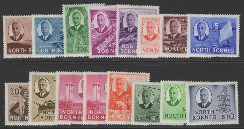 NORTH BORNEO SG356/70 1950-2 DEFINITIVE SET MTD MINT