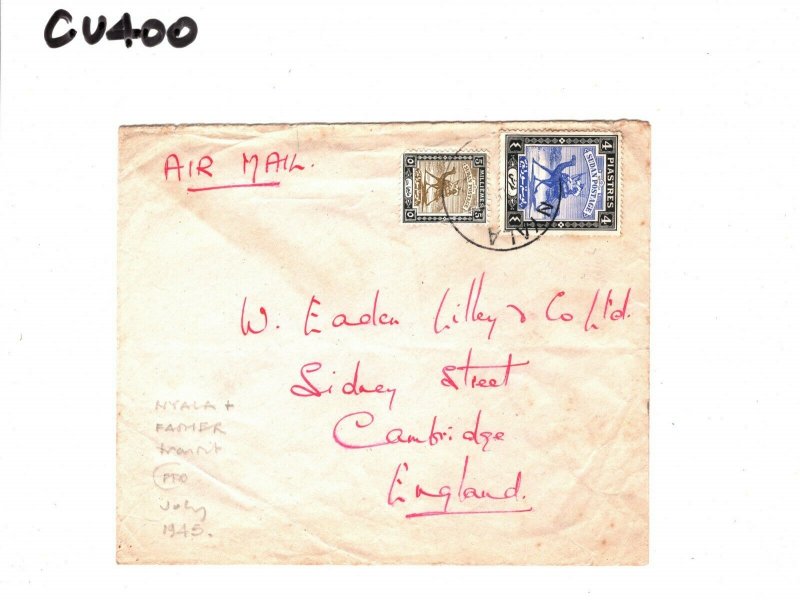 SUDAN Cover *Nyala* Fasher Transit GB Cambridge 1945 WW2 {samwells-covers} CU400