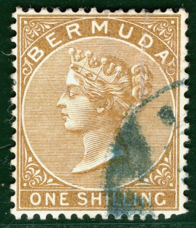 BERMUDA QV Classic SG.29 1s Yellow-Brown (1893) CLEAR PROFILE Used c£30 SBLUE129 