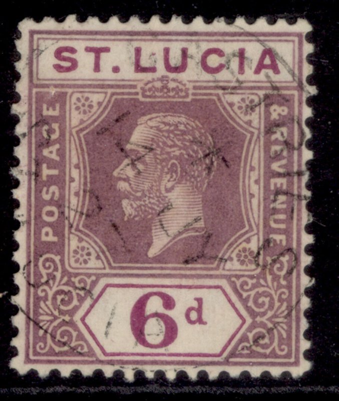 ST. LUCIA GV SG102, 6d grey-purple & purple, VERY FINE USED. CDS 