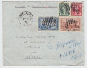 30 cent Trans-Atlantic airmail rate to *1941 EGYPT Canada