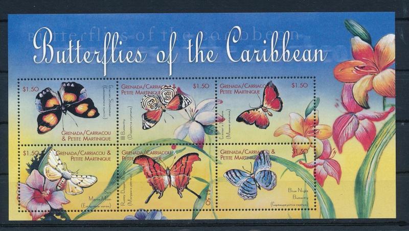 [32012] Grenada Grenadines 2000 Butterflies  Papillons  MNH Sheet