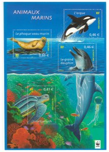 FRANCE SC.2895a 2002 MARINE ANIMALS S/S MNH YE10