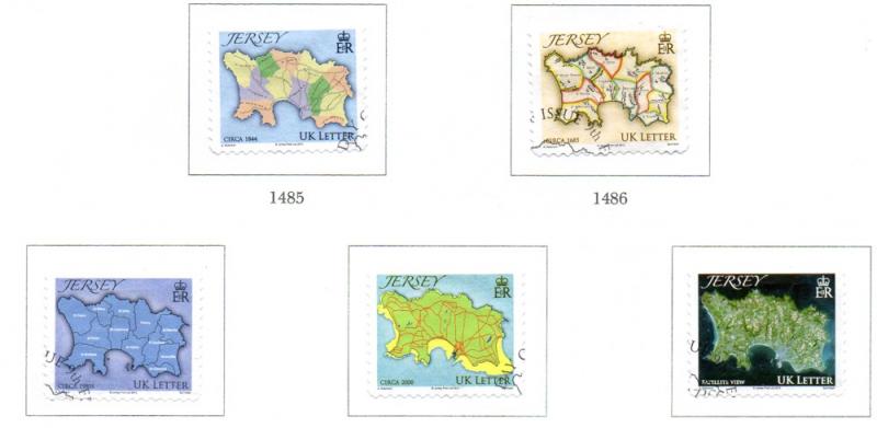 Jersey Sc 1419a-e 2010 Map singles stamp set used