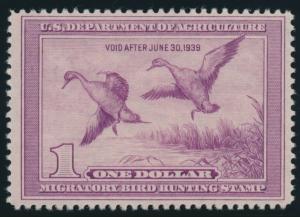 #RW5 $1 DUCK STAMP F-VF OG NH CV $375 AU820