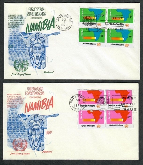 United Nations New York #240 - 241 Namibia unaddressed Fleetwood B4 FDCs