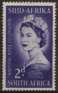 South Africa 192 (used) 2p Coronation issue, Eliz. II, vio blue (1953)