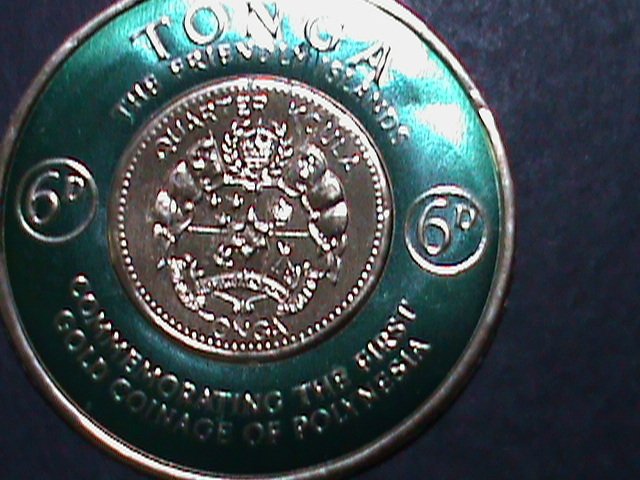 ​TONGA 1963 SC#130 EMBROSSED GOLD FOILD QUEEN SALOTE GOLD COIN MINT VERY FINE