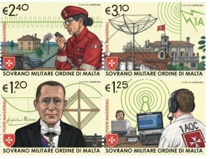 SMOM Order of Malta 2023 Ham radio Marconi set of 4 stamps MNH