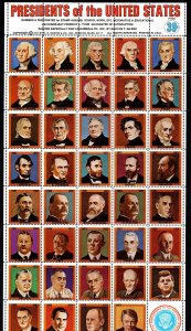 1977 US Poster Stamp H.E. Harris & Co. Presidents of United States Full Sheet