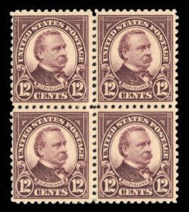 United States, 1910-30 #564 Cat$30.15, 1922 12c brown violet, block of four, ...