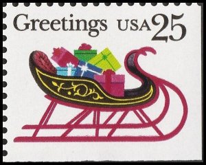 US 2429 Greetings Sleigh Presents 25c single MNH 1989