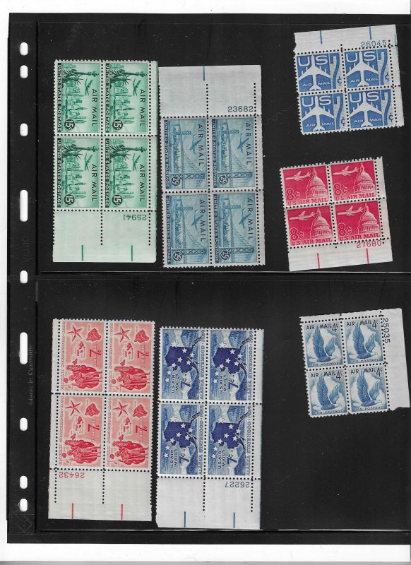 US AIRMAIL PLATE BLOCK  COLLECTION, MNH, OG