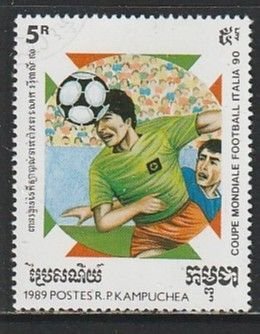 1989 Cambodia - Sc 923 - used VF - 1 single - World Cup Soccer