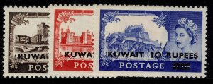 KUWAIT QEII SG107-109, 1955-57 castles set, LH MINT. Cat £35.