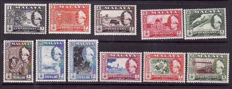 Malaya Trengganu-Sc#75-85-unused light Hinged-1957-63 set-