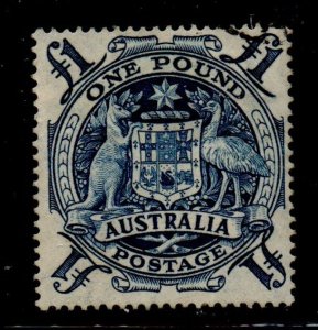 Australia Sc 220 1949 £1 deep blue Coat of Arms stamp used