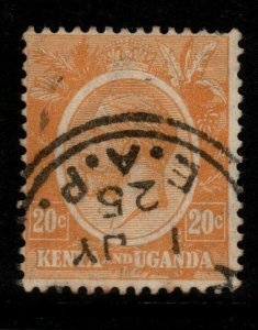 KENYA, UGANDA & TANGANYIKA SG83 1922 20c DULL ORANGE-YELLOW USED