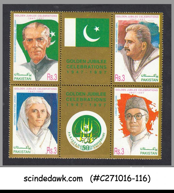 PAKISTAN - 1997 GOLDEN JUBILEE CELEBRATION OF INDEPENDENCE SE-TENANT 4V MNH