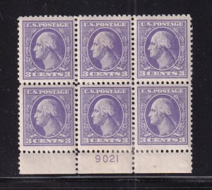 1918 Washington 3c Sc 530 MHRs with original gum, Type IV, plate block (7G