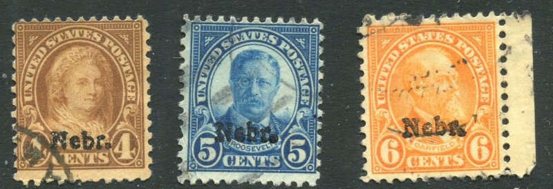 1929 issue #673, 674, 675 NEBR OVPTS ⭐⭐⭐⭐⭐⭐