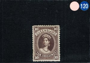 Australia States QUEENSLAND QV Chalon SG.160 10s(1895) Mint MM Cat £? OBLUE120
