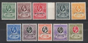 GOLD COAST 1928 KGV set ½d to 5/- SPECIMEN MNH **  