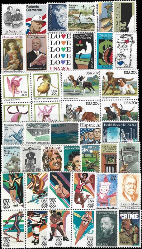 PCBstamps   US 1984 Commemoratives Year Set (2066//2109) (44), MNH, (7)