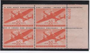 Scott# C31   unused MNH  plate block of 4 pl# 22778