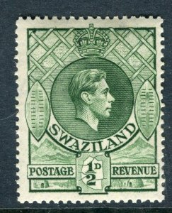 SWAZILAND; 1938 early GVI issue fine Mint hinged Shade of 1/2d. value