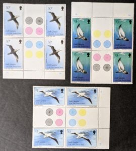 EDW1949SELL : SOUTH GEORGIA 1987 Sc #109-23 Birds Traffic Light Gutter Blks of 4