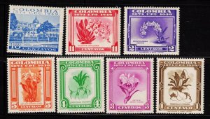 Colombia Sc 580-6 MNH set of 1950 - FLOWERS