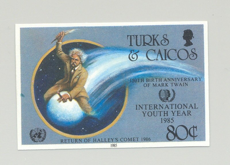 Turks & Caicos #671 Youth Year, UN, Halley's Comet 1v Imperf Proof