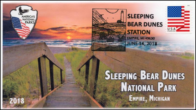 18-150, 2018, Sleeping Bear Dunes, Pictorial Postmark, Event Cover, 