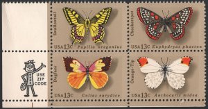 SC#1712-15 13¢ Butterflies Issue Zip Block (1977) MNH*