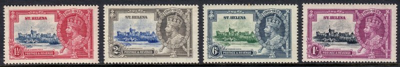 ST. HELENA — SCOTT 111-114 — 1935 KGV SILVER JUBILEE SET — MH — SCV $31.15