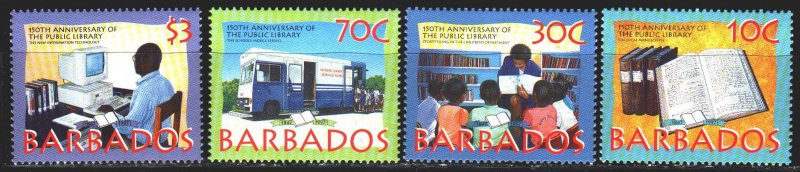 Barbados. 1997. 925-28. 150 years of public library, computer. MNH. 