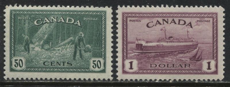 Canada KGVI 1946 Peace Issue 50 cents and $1 unmounted mint NH