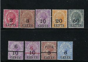 BRITISH HONDURAS SCOTT #28-36 188-91 SURCHARGES  - MINT LIGHT HINGED/HINGED