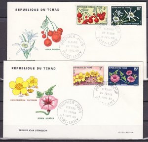 Chad, Scott cat. 211-214. Flowers issue. 2 First day covers. ^