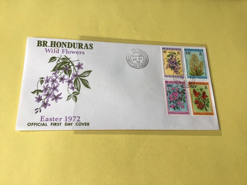 British Honduras Wild Flowers Easter 1972  stamps cover Ref 537323 