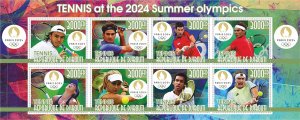 Stamps.  Sports Tennis Djibouti 2022 year , 1 sheet perforated