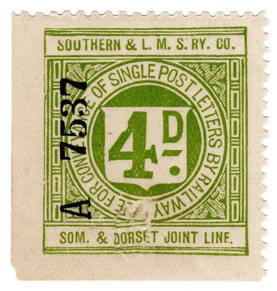 (I.B) Southern & LMS Joint Railway (Somerset & Dorset) : Letter Stamp 4d