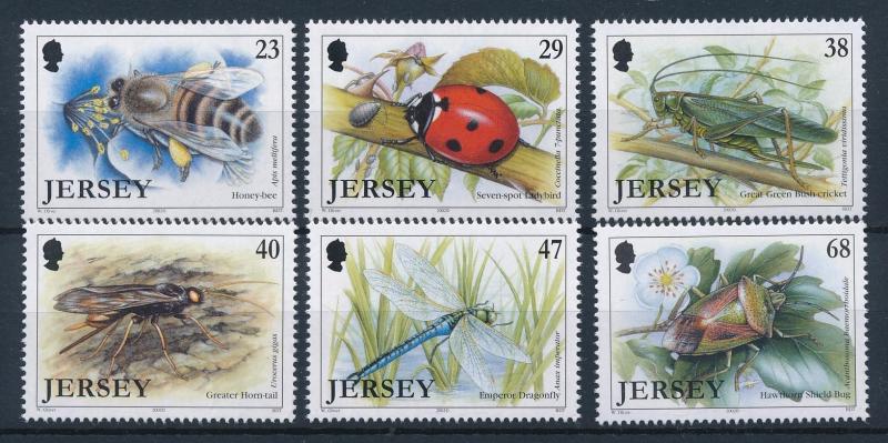 [41352] Jersey 2002 Insects Insekten Bee Ladybird Cricket Dragonfly MNH