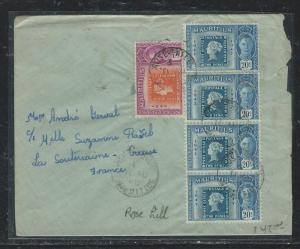 MAURITUS (P2006B) STAMP CENT 20CX4+5C ROSEHILL TO FRANCE