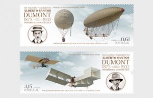 Portugal 2023 Aviation history Alberto Santos Dumont set of 2 stamps MNH