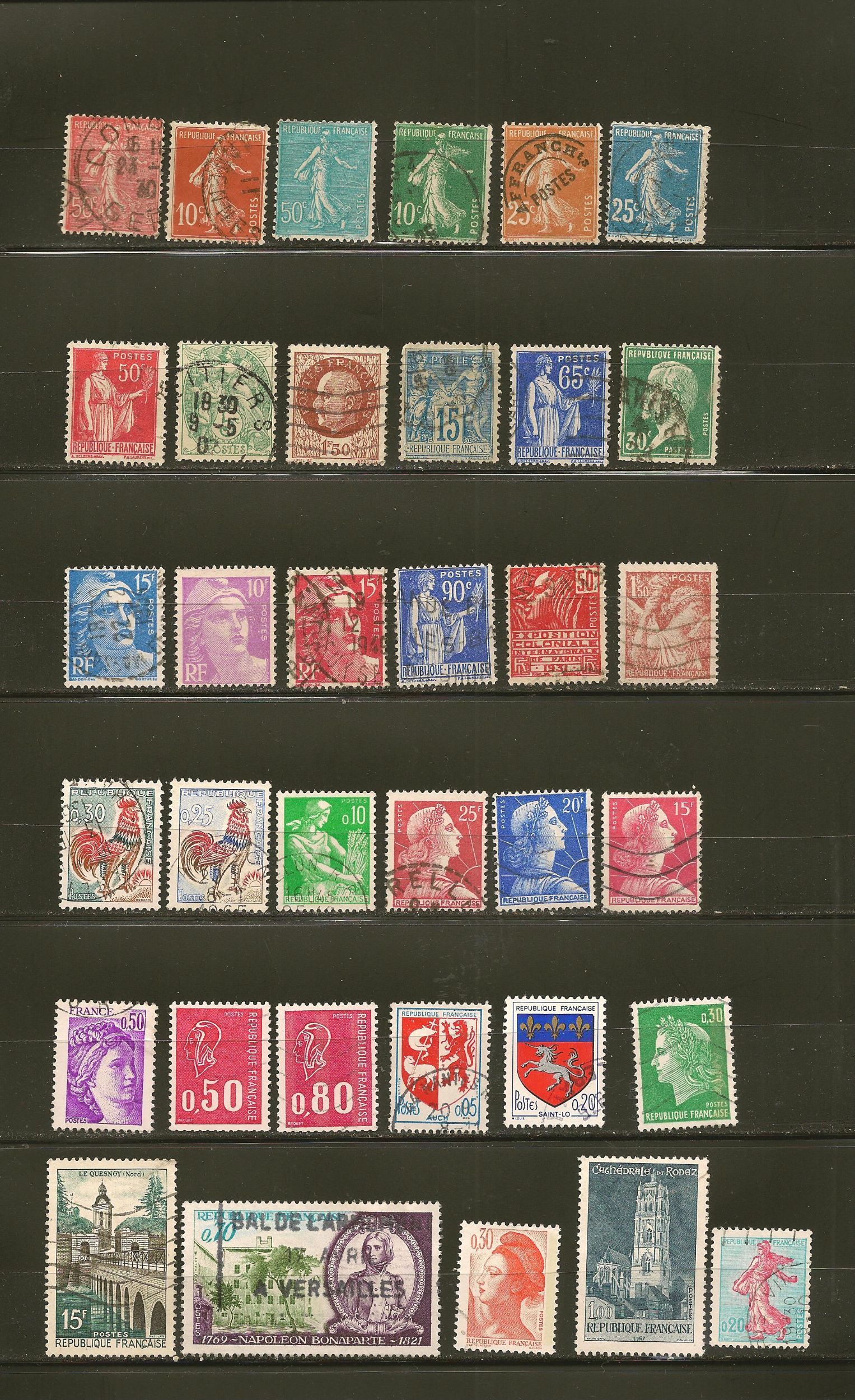 France Collection of 35 Different Old Used Off Paper Stamps