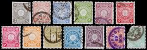 Japan Scott 91, 93-94, 96-100, 102-106 (1899-1907) Used G-F, CV $21.00 D